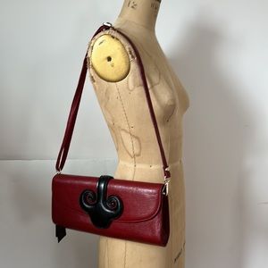 Malirona red leather convertible clutch crossbody bag shoulder purse NWT 12x6